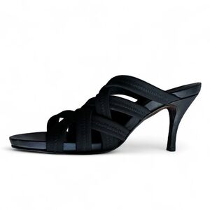 Donald J. Pliner Black Strapped Sandals with Brown Sole